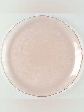 Arcoroc France Rosa Pink (Rosaline) 12.5 inch Glass Floral Torte Plate